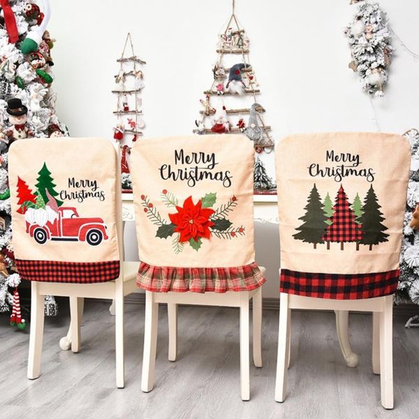 

santa hat chair back covers kitchen cartoon decorative sets holiday party decoration add festive funny atmosphere