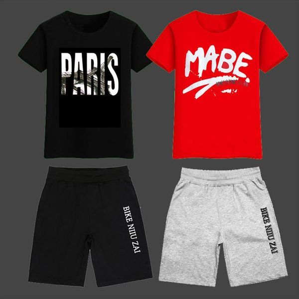 

summer kids boys clothes child t shirt white pants teenager tracksuit paris racing 3 4 5 7 8 9 10