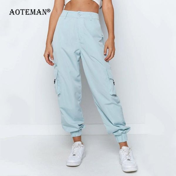 

women's pants & capris women joggers 2021 streetwears female cargo sweatpants sports running fashion high waist pant sportswear trouser, Black;white