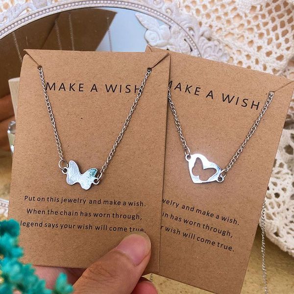 

chains if me 2pcs/set butterfly necklaces for women girl couple matching necklace pendant chain choker 2021 trendy jewelry, Silver