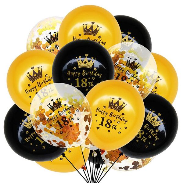 

15pc rose gold black latex balloons 18th 30 40 50 60 number balloon set helium balloon for anniversary birthday party decoration