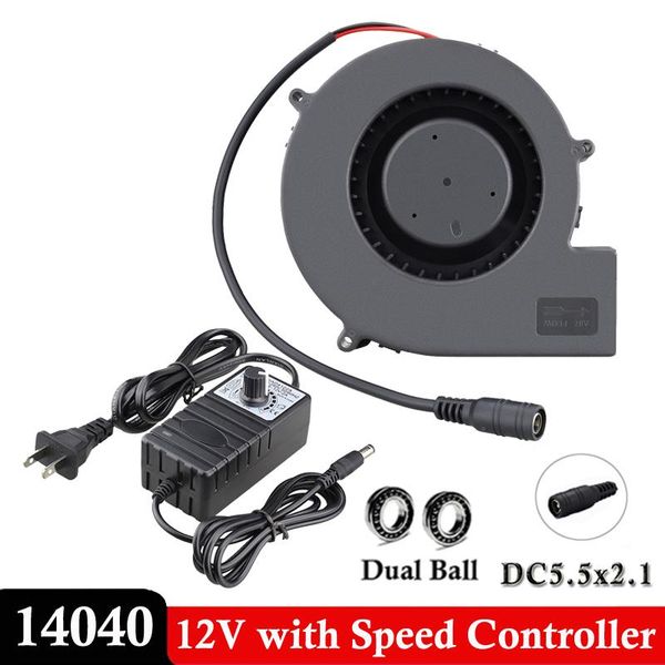 

fans & coolings 1pcs 140x40mm 12v dc ball blower fan 14040 14cm centrifugal turbo cooling with 110v 120v 220v 240v speed power controller