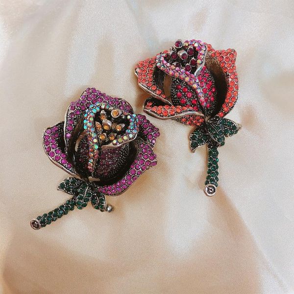 

pins, brooches muylinda sweet jewelry rhinestone rose brooch women clothes romantic red blue pink flower pin accessories, Gray