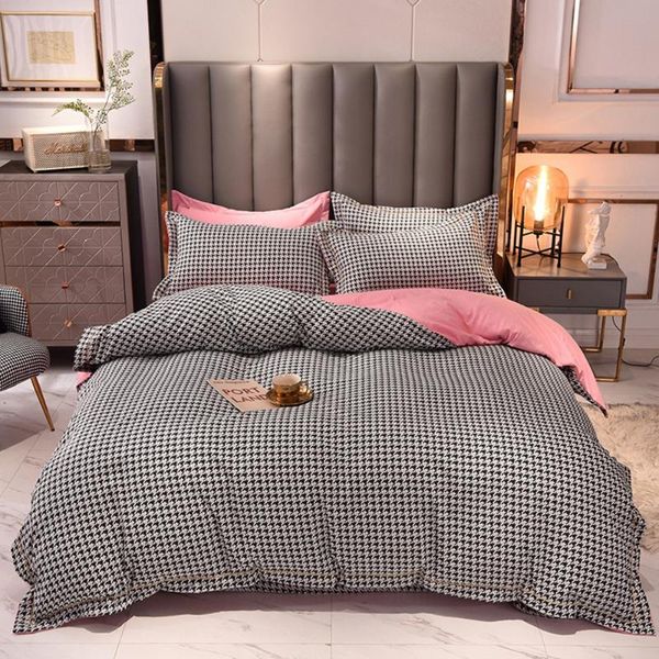 

bedding sets simple solid color comforter set 3/4 piece duvet cover ab side for home single double bed sheets on the