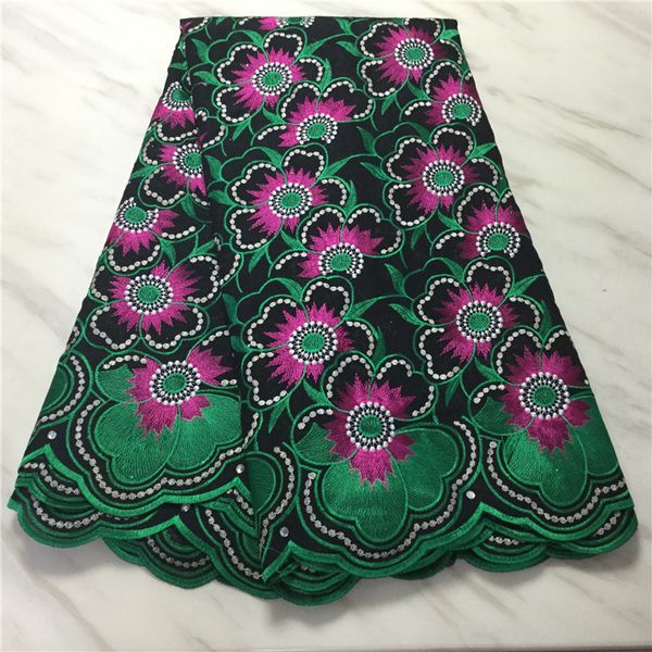 

5yards/lot fashionable green leaves african cotton fabric flower embroidery swiss voile dry lace for dressing pl11570, Black;white