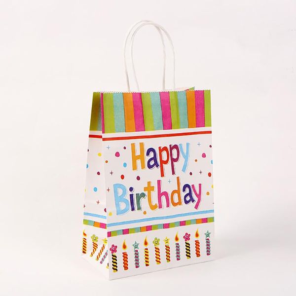 

2pcs kraft paper gift bags blue/pink pastel candy rainbow party decoration baby shower wrap