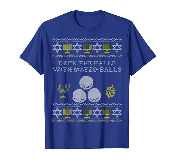 

deck the halls with matzo balls, funny jewish hanukkah shirt, White;black