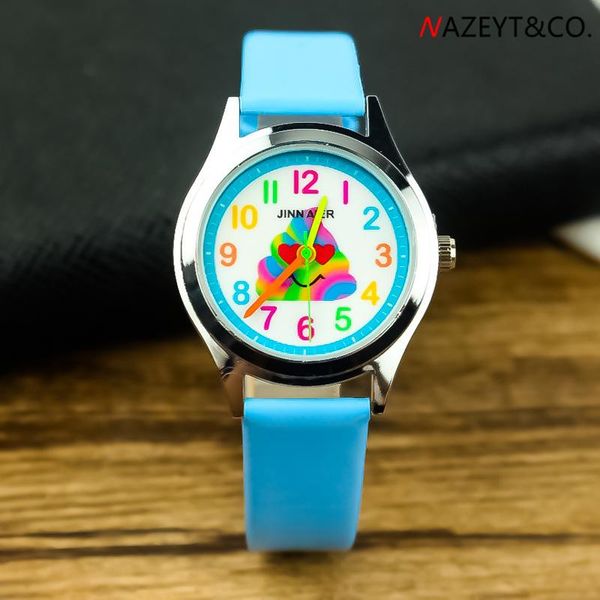 

wristwatches 2021children's interesting color surface quartz watch funny student cartoon belt, Slivery;brown