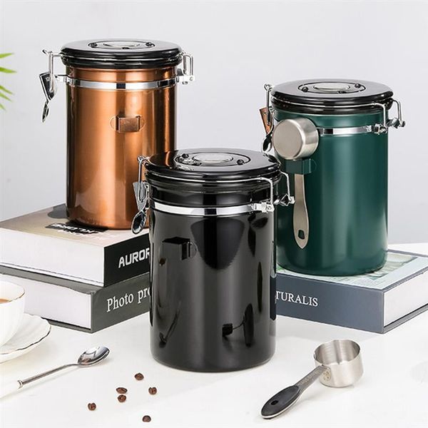 

storage bottles & jars stainless steel airtight canister kitchen jar sealed food container tea coffee beans grains candy orgnizer
