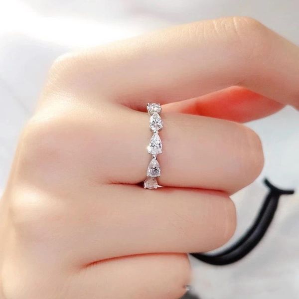 

wedding rings briliian korea fashion water drop combination ring zirconia for women prom party jewelry couple gift, Slivery;golden