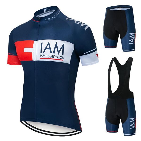 

racing sets pro cycling jersey set 2021 iam mountain summer bike clothing men's team bicycle clothes breathable, Black;blue