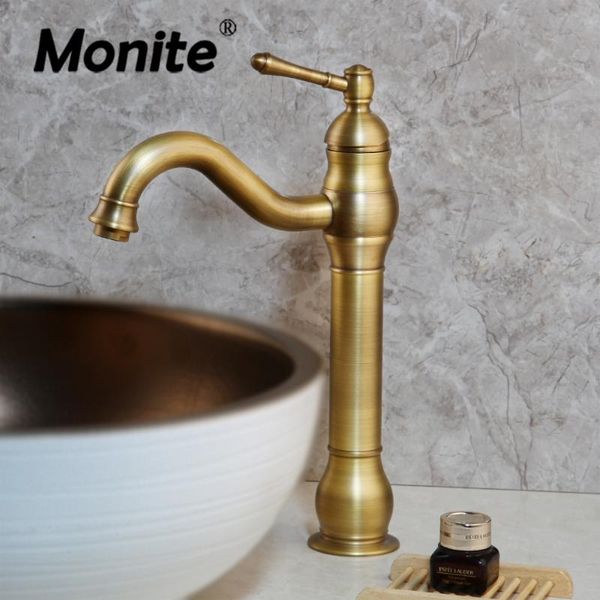 

bathroom sink faucets monite antique brass faucet tall basin mixer tap solid deck mounted retro porcelain ceramic handle