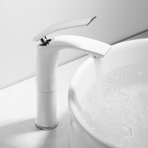 

bathroom sink faucets brass basin faucet copper mixer tap & cold white/black/chrome/red deck mounted single handle