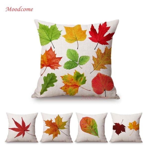 

nordic autumn colorful leaf green plant leaves decorative pillows sofa cotton linen cushion cover home decor pillow 45x45 cushion/decorative