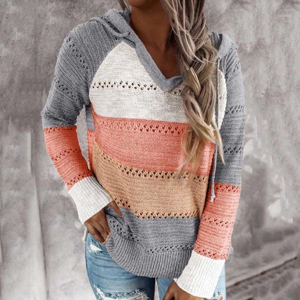 

women hooded casual hollow fashion long sleeve knitted sweater jumper pullover women's sweaters, White;black