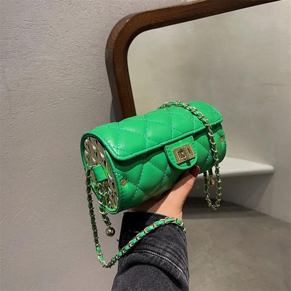 

evening bags crossbody for women cylinder box small bag female 2021 pu leather chain messenger handbags and purses