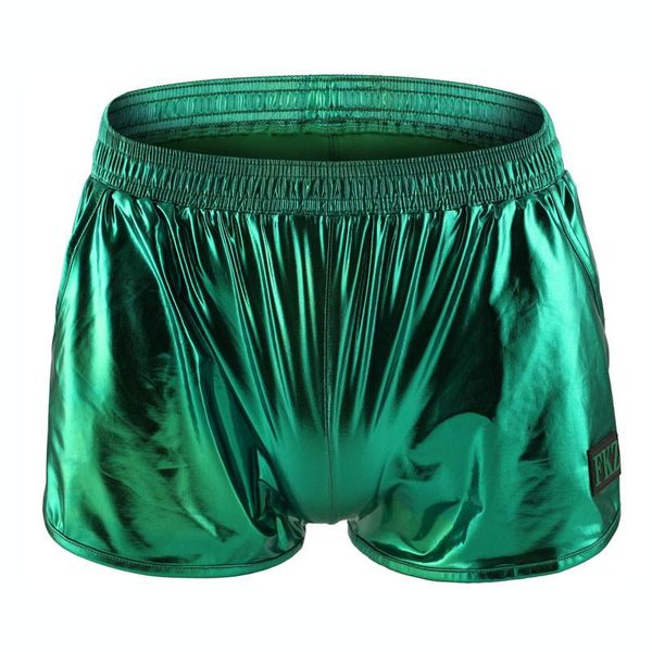 

underpants boxers underwear nylon men pu faux leather shorts sheathy cool male gay trunks, Black;white