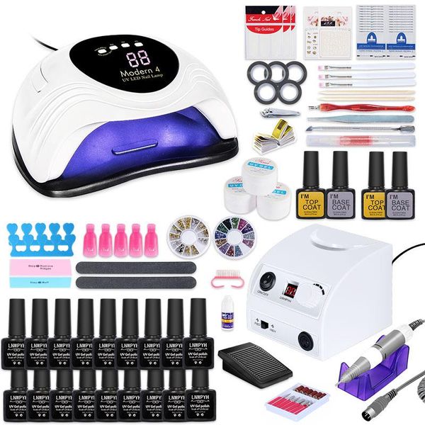 

nail art kits set 35000rpm electromechanical drill and dryer lamp 18/12pcs polish polishing kit tool