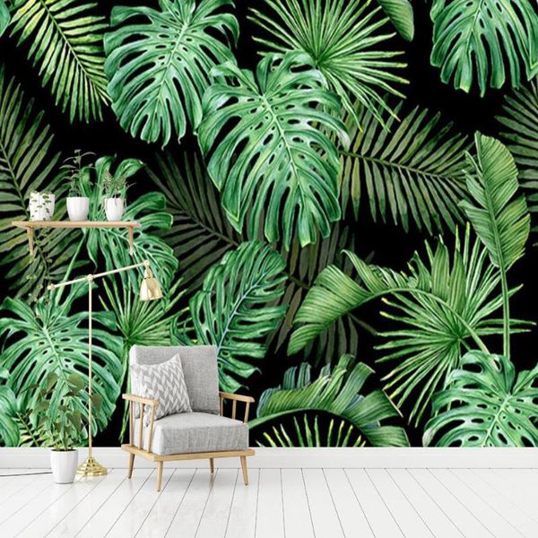 

wallpapers custom 3d wallpaper mural southeast asian style tropical rain forest plant banana leaf background wall decoration paintin