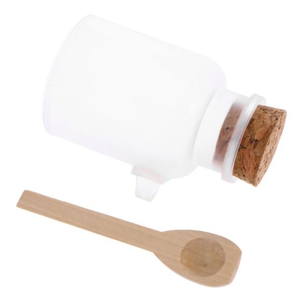 

storage bottles & jars 3 pcs abs frosted bath salt bottle subpackaging with cork cover and wooden spoon (100g, white)