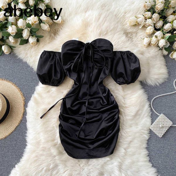 

strapless mini dress women chain slash neck sleeveless slim dress summer off shoulder party dress 210715, Black;gray