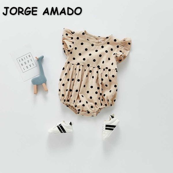 

summer baby girl bodysuit polka dot sleeveless jumpsuit born cute style kids clothes e07 210610, Blue