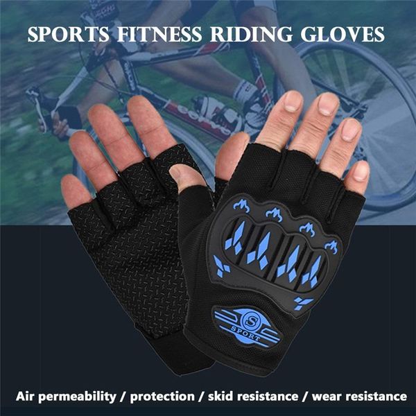 

cycling gloves motorcycle fingerless breathable half finger anti slip pad mtb road bike men women sports bicycle, Black