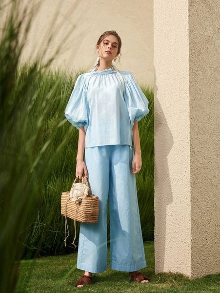 

paperbag waist wide leg pants 04tz#, Black;white