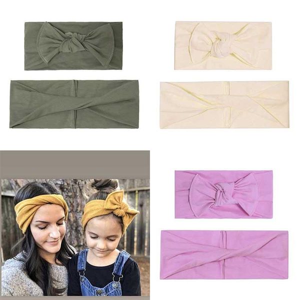 

hair accessories fashion mom baby headband solid color born hairband soft elastic mother girls band turban, Slivery;white