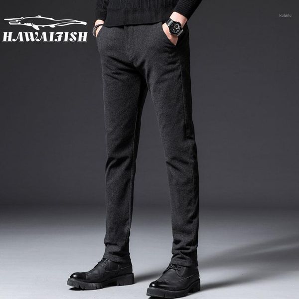 

men's pants hawaifish brand autumn and winter slim casual trousers business straight loose korean style trend pant, Black