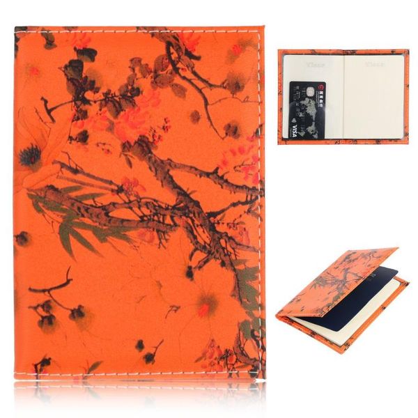 

card holders trassory simple artistic leather passport holder slim flowery travel cammo cover case wallet, Brown;gray