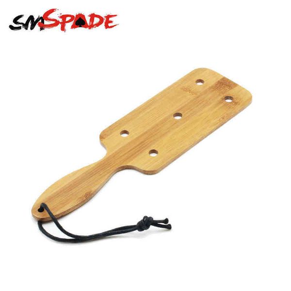 Nxy Adult Toys Smspade Sex Square Bamboo Paddle con fori Sculacciata naturale Crop Bdsm per coppie Sm Bondage Restraint 1207
