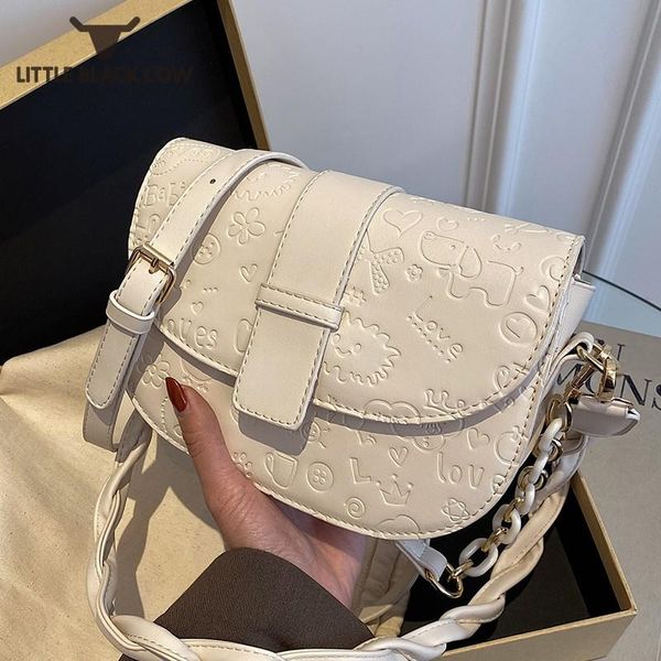 

evening bags kawaii ladies cartoon printed cow leather underarm shoulder women ol packing sling crossbody
