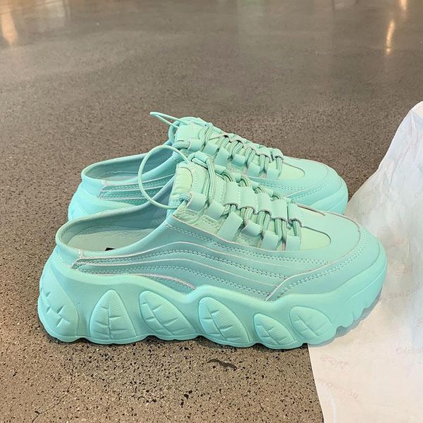 

summer women slippers 2021 thick sole dad shoes casual high platform comfortable leisure cutout sandal sneakers woman 5cm, Black