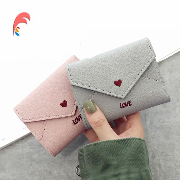 

wallets women small fashion leather pink female purse clutch money bag ladies card holder zipper mini, Red;black