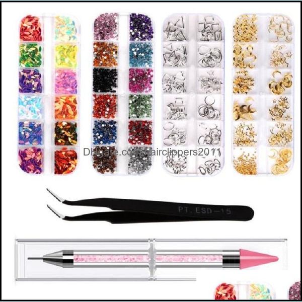 

nail art kits & salon health beauty tool set dotting tweezers flat diamond star moon jewelry 6pcs decoration mixes size drop delivery 2021 3