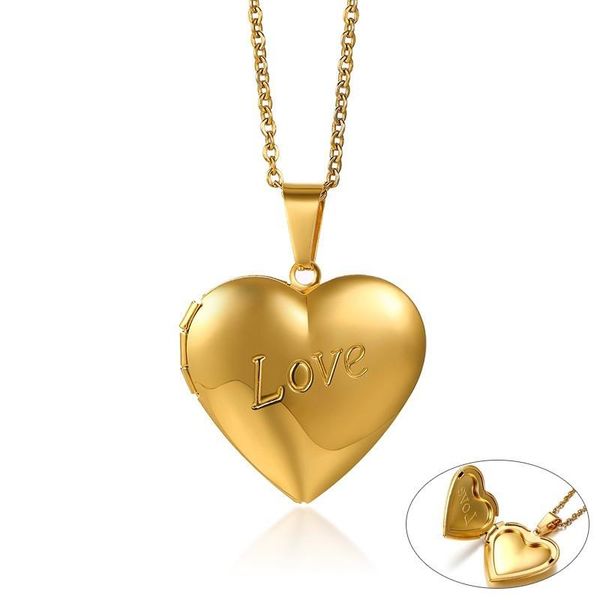 

chokers gold tone floating locket pendant for women jewelry vintage po frame heart charm necklace valentine's day gift, Golden;silver