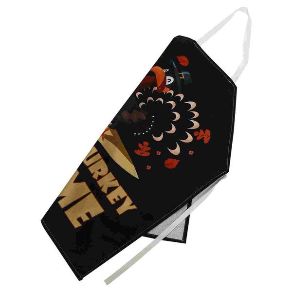 

aprons 1pc oil-proof apron thanksgiving theme hanging neck (black)