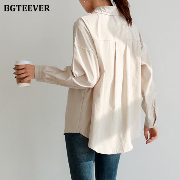 

knits autumn basic shirts for women turn-down collar loose single breasted female blouses ladies blusas good fabric 6lxt, White