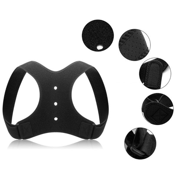 

for home massager tool brace support belt adjustable workplace back shoulder lumbar posture corrector magic sticker, Black;blue