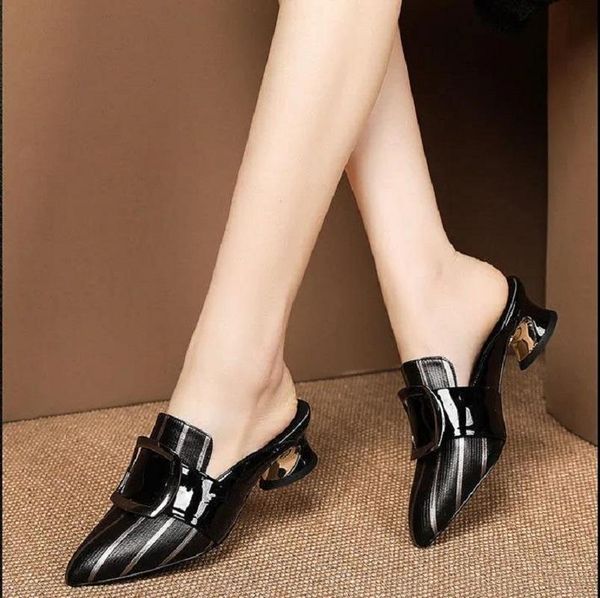 

dress shoes women fashion black pu leather slip on square heel pumps lady light weight comfort spring summer heels zapato tacon h7051