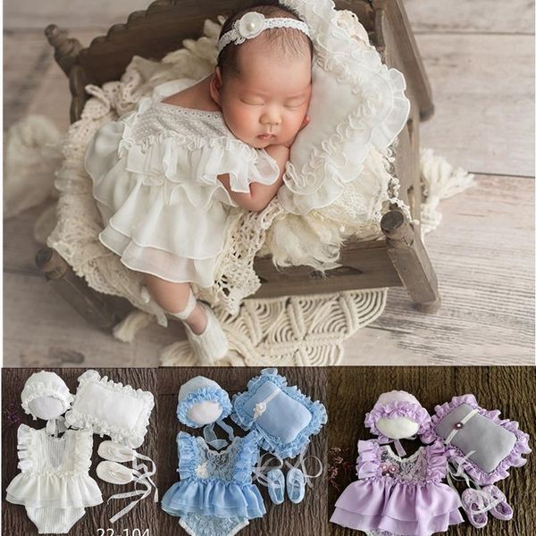 

caps & hats costume pography clothing 0-1month born props baby hat headband lace romper bodysuits outfit girl dress, Yellow