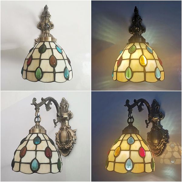 

tiffany wall lamp european glass lampshade lighting e27 single head lamps