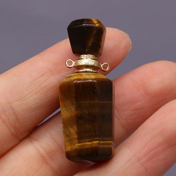 

charms natural semi-precious tiger eye stone perfume bottle pendant for jewelry making necklace accessories, Bronze;silver