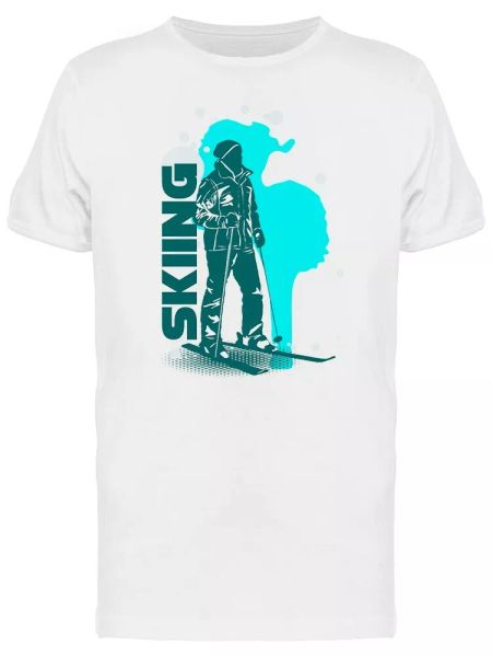 

skiing blue splash men's tee -image by shutterstock, White;black