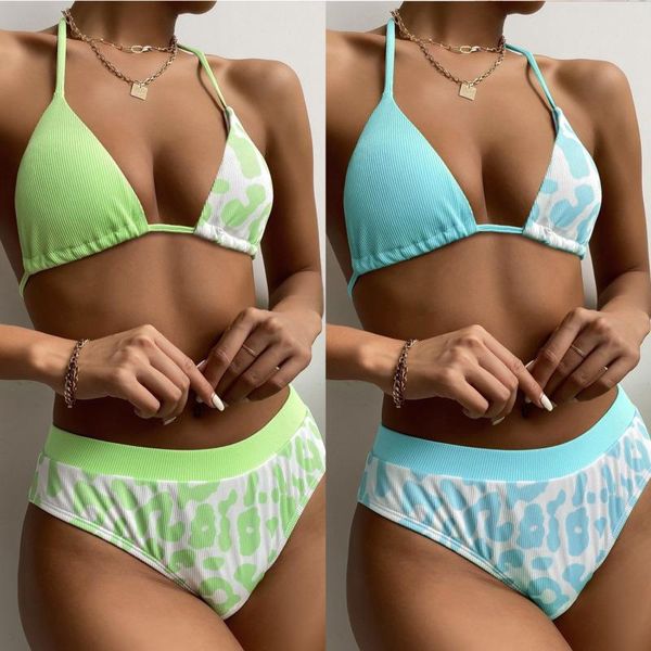 

women's swimwear low waist bikini 2021 female tow pieces swimsuit women print 2 suit push up bathing, White;black