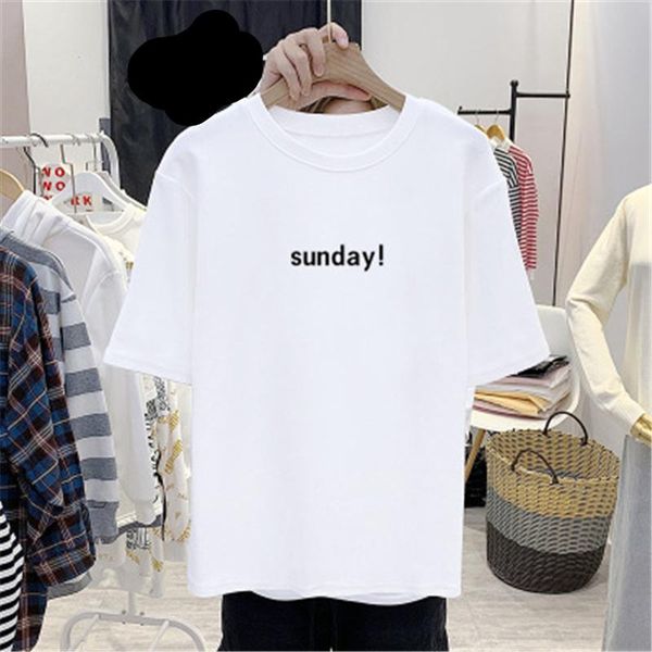 

summer fashion high-quality 100% pure cotton round neck short-sleeved t-shirt women's loose plus size trendy 311, White