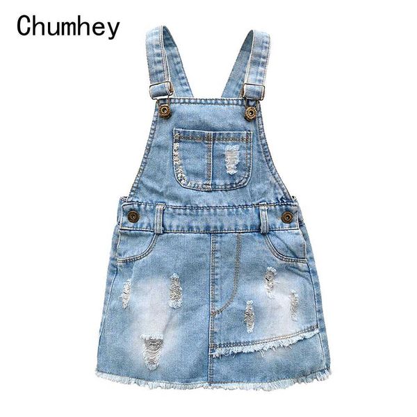 Chumhey 4-12T летнее малыш сарафан дети комбинезон платье джинсовая подвеска нагрудник платья bebe одежда детские девочки ремешки одежда Q0716