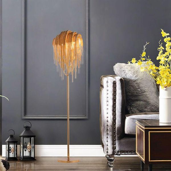 

modern silver led lighting floor lamp for living room table with gold fringe bedroom aluminum light kitchen lamps