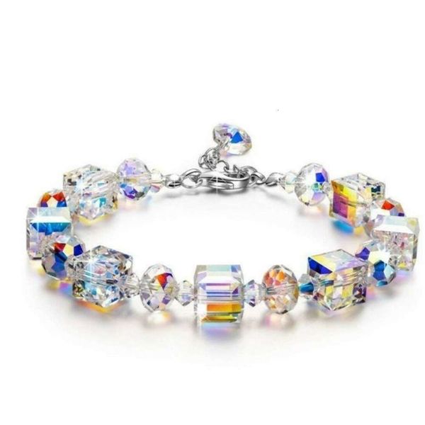 

hand catenary european bracelet women's square crystal bracelet ring fashion accessories, Golden;silver